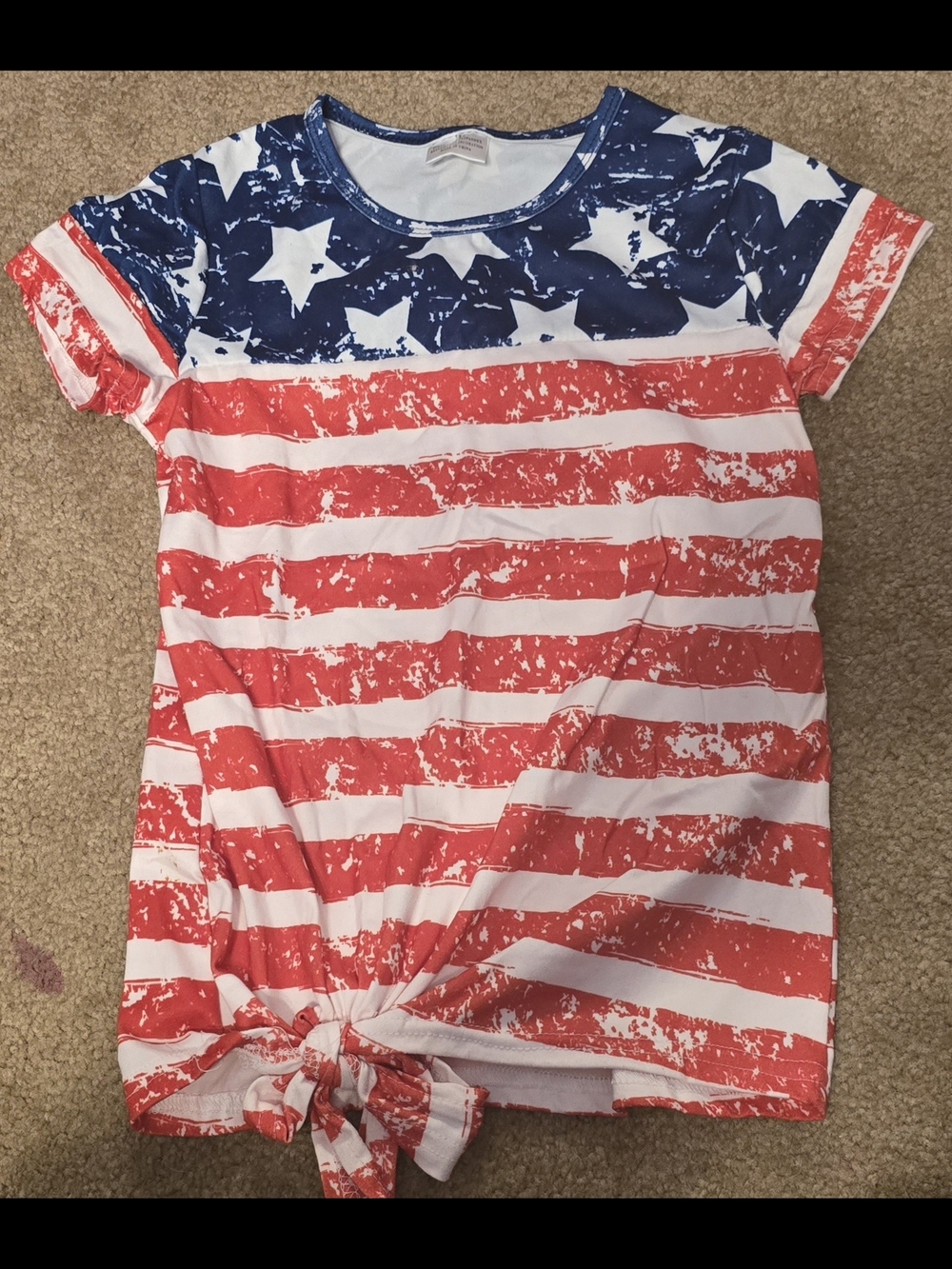 Kids' Red, White & Blue Star Stripe Tie-Hem Tee